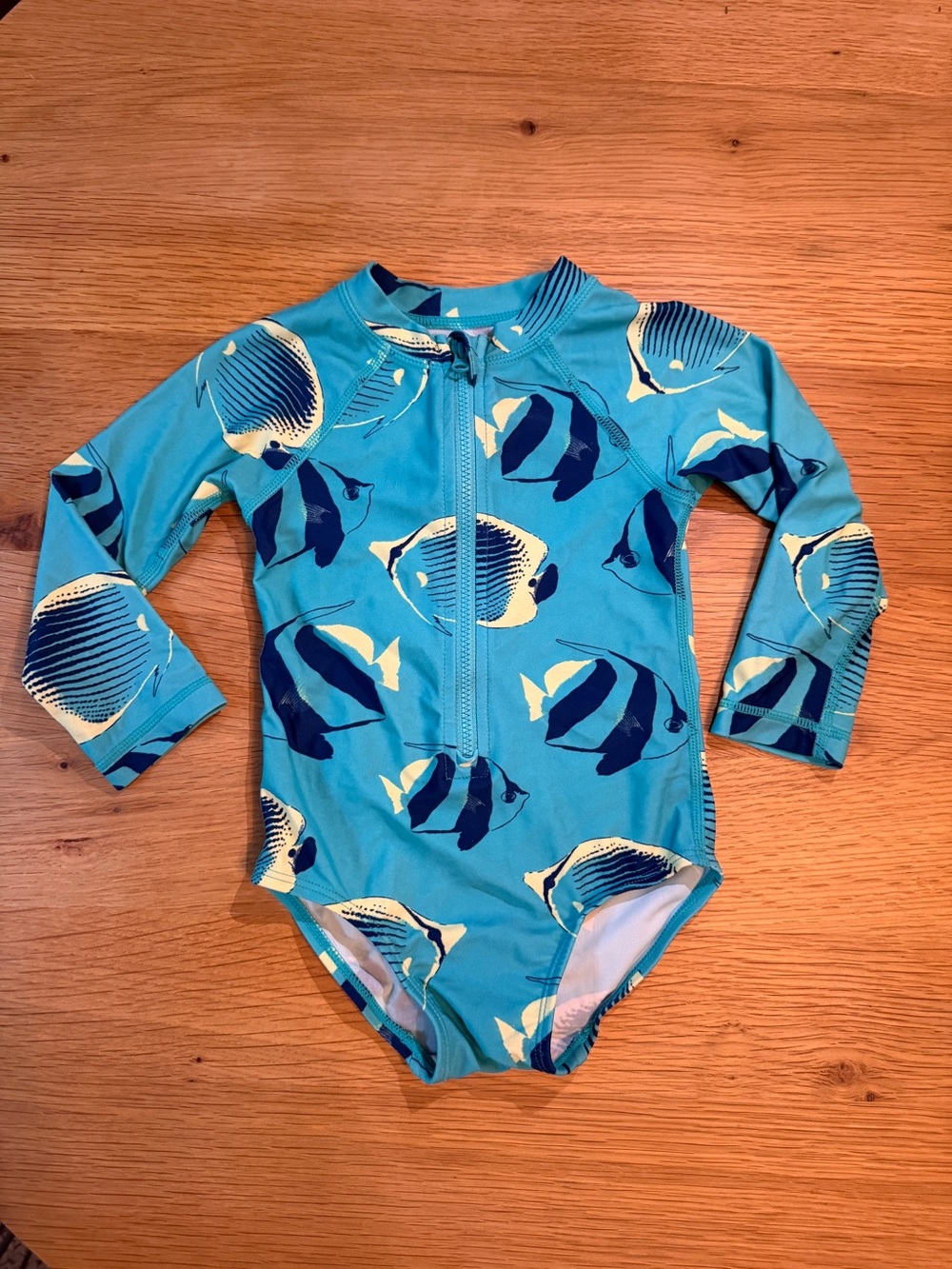 Tea Collection Blue Fish Zip-Front Long-Sleeve Rashguard